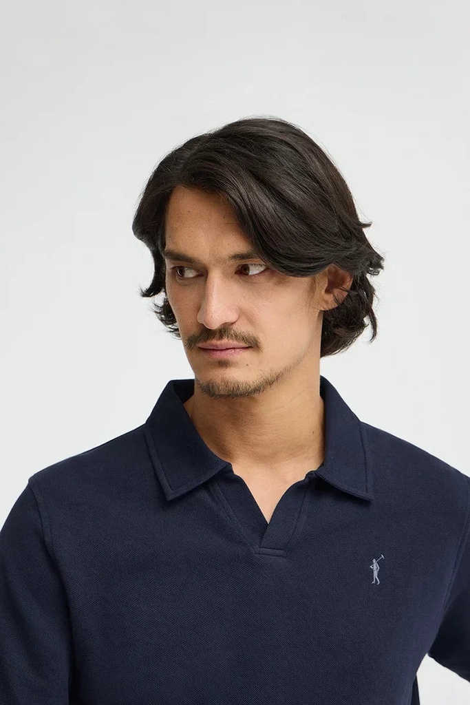 MAN MICROESTRUCTURE BUTTONLESS POLO