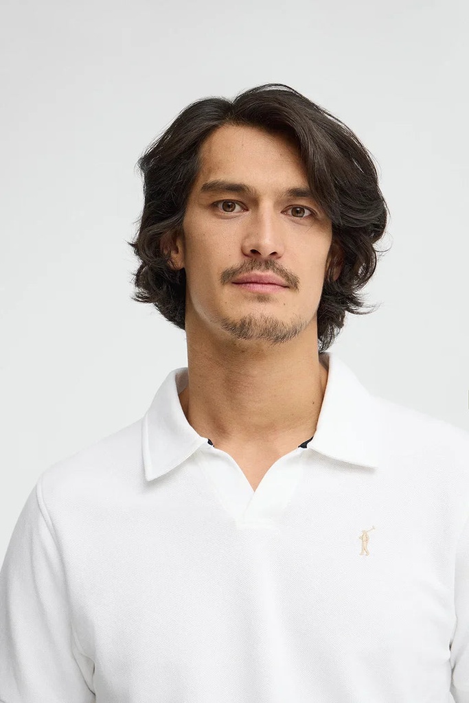 MAN MICROESTRUCTURE BUTTONLESS POLO