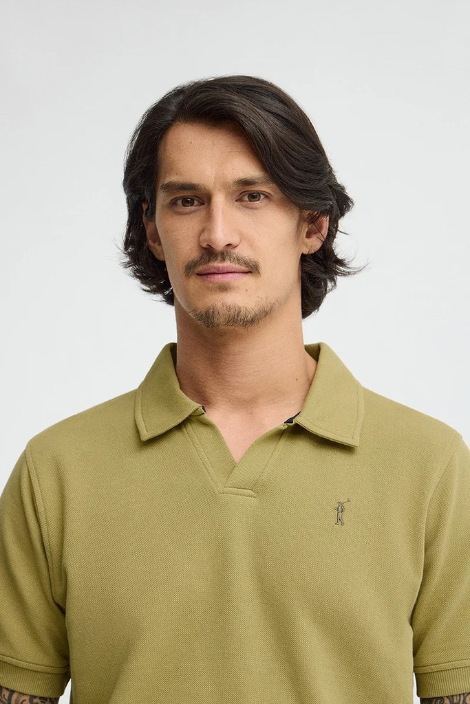 MAN MICROESTRUCTURE BUTTONLESS POLO