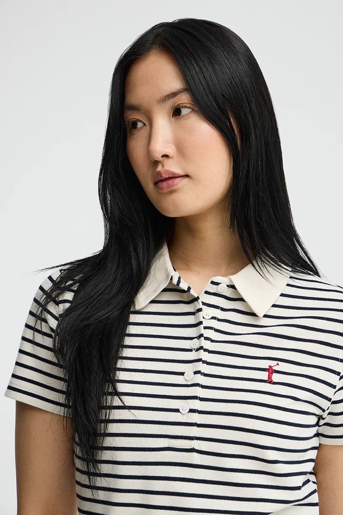 WOMAN STRIPES PIQUE POLO SHIRT SLIM FIT