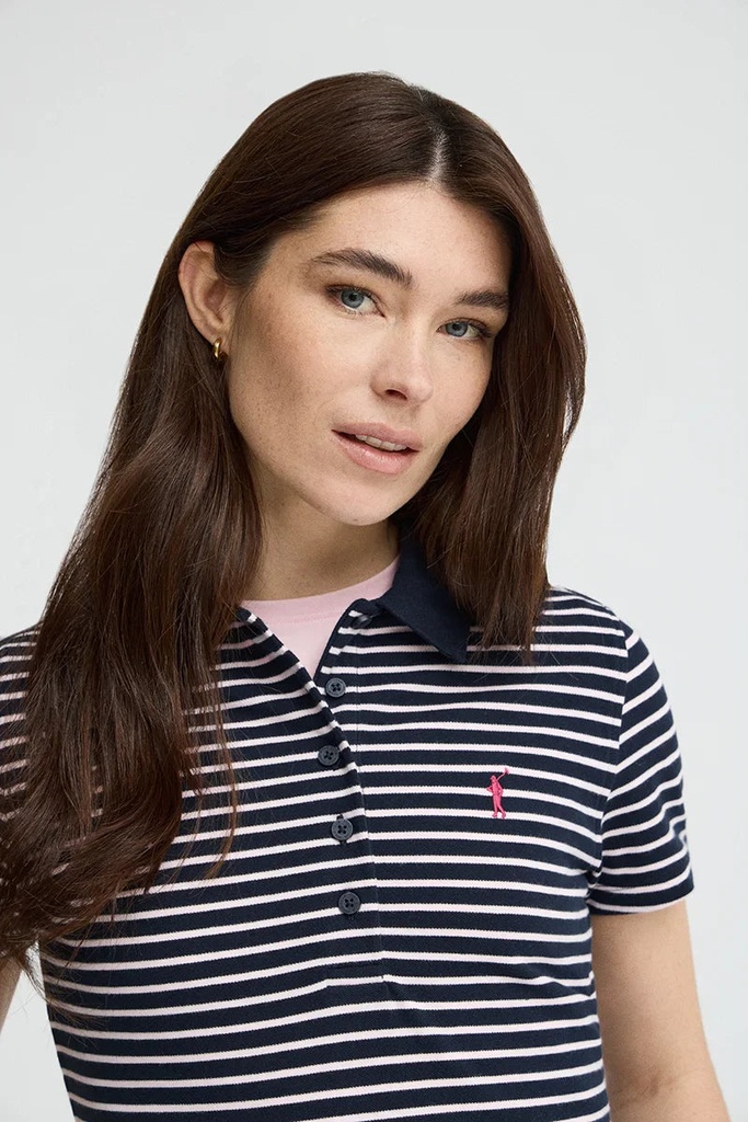 WOMAN STRIPES PIQUE POLO SHIRT SLIM FIT