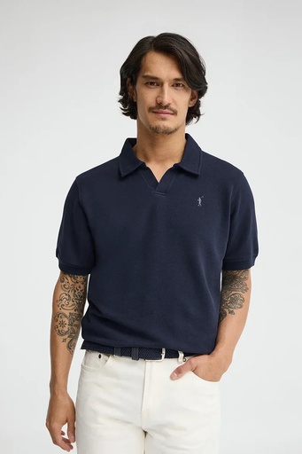 MAN MICROESTRUCTURE BUTTONLESS POLO