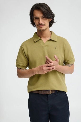 MAN MICROESTRUCTURE BUTTONLESS POLO