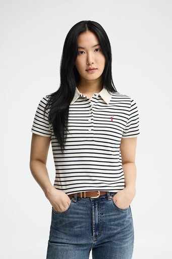 WOMAN STRIPES PIQUE POLO SHIRT SLIM FIT