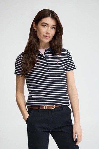 WOMAN STRIPES PIQUE POLO SHIRT SLIM FIT