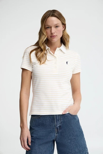 WOMAN STRIPES PIQUE POLO SHIRT SLIM FIT